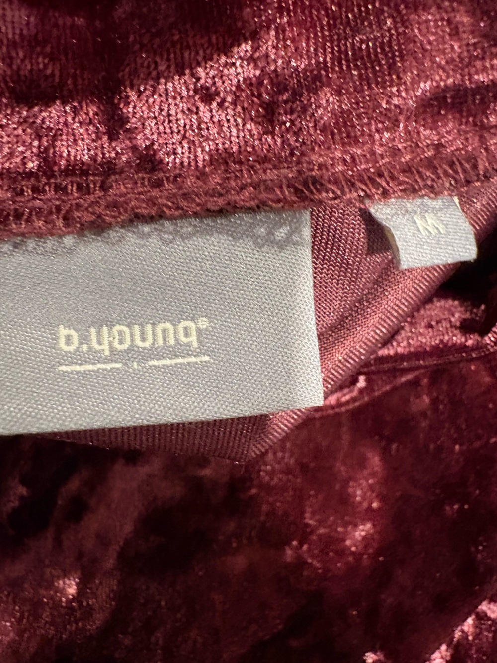 b.young Burgundy Crushed Velvet Midi Dress S 90s Y2K Holiday Party - Picture 6 of 8